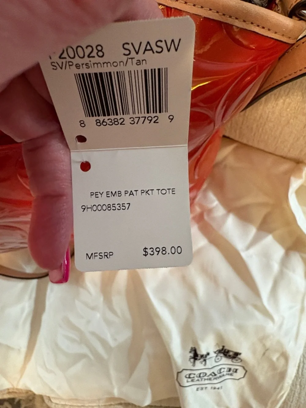 Coach Patent Leather Tote and Wallet Set in Orange - Picture 13 of 16